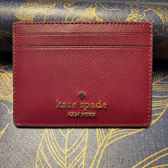Kate Spade Card Holder, Madison Saffiano Leather Small, K1368, Blackberry Color - Picture 8 of 8